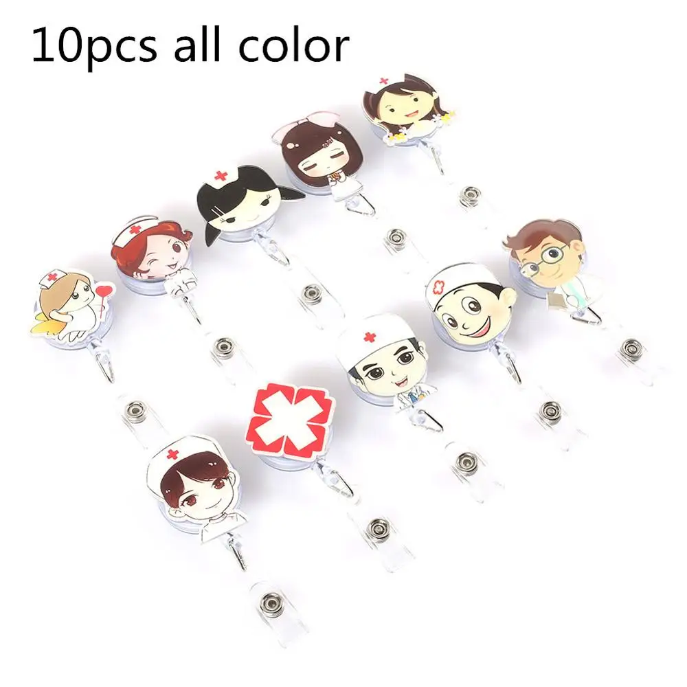 10pcs all color Cobee милый выдвижной держатель Бейджа катушка для идентификационной Карты студента, медсестры, участника выставки Enfermera имя карты держатель Бейджа канцелярские принадлежности - Цвет: 10pcs all color