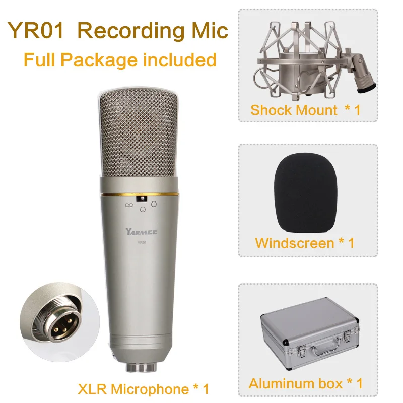 Yarmee pro Студия записи микрофон для певицы студийное вещание - Цвет: With aluminum box