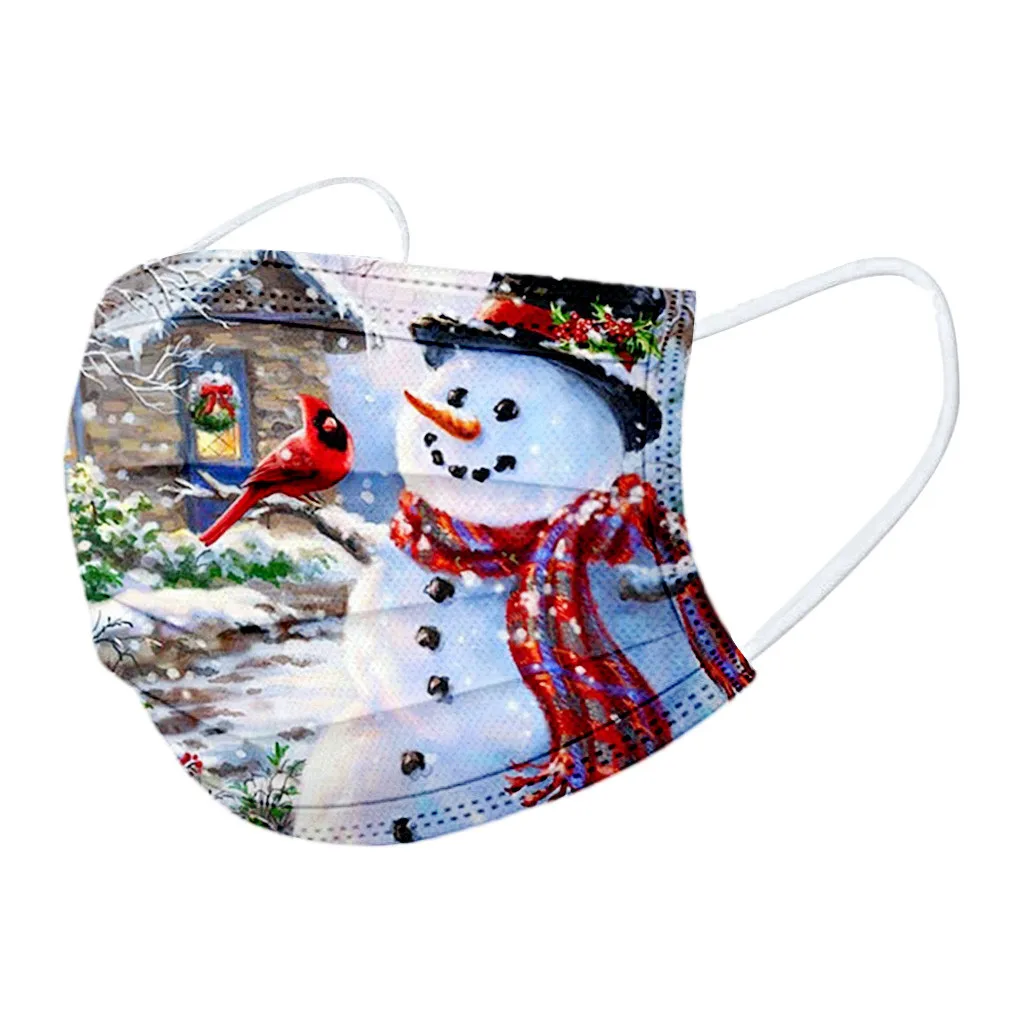 

Free Shipping Adult Face Mask Mouth Cover Disposable High-quality Christmas Santa Claus Printed Mask 100PC mascarilla navidad