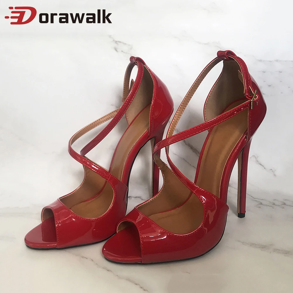 Туфли унисекс на очень высоком каблуке 14 см с открытым носком перекрестным