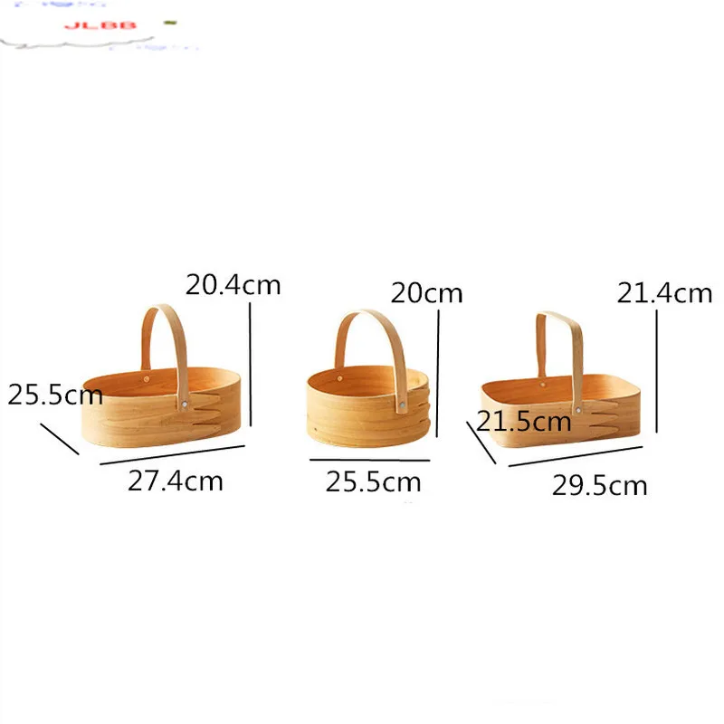 

Nordic Wooden Weave Basket with Handle Home Living Room Round Rectangular Oval Food Woven Basket Fruit Bread Storage Basketes