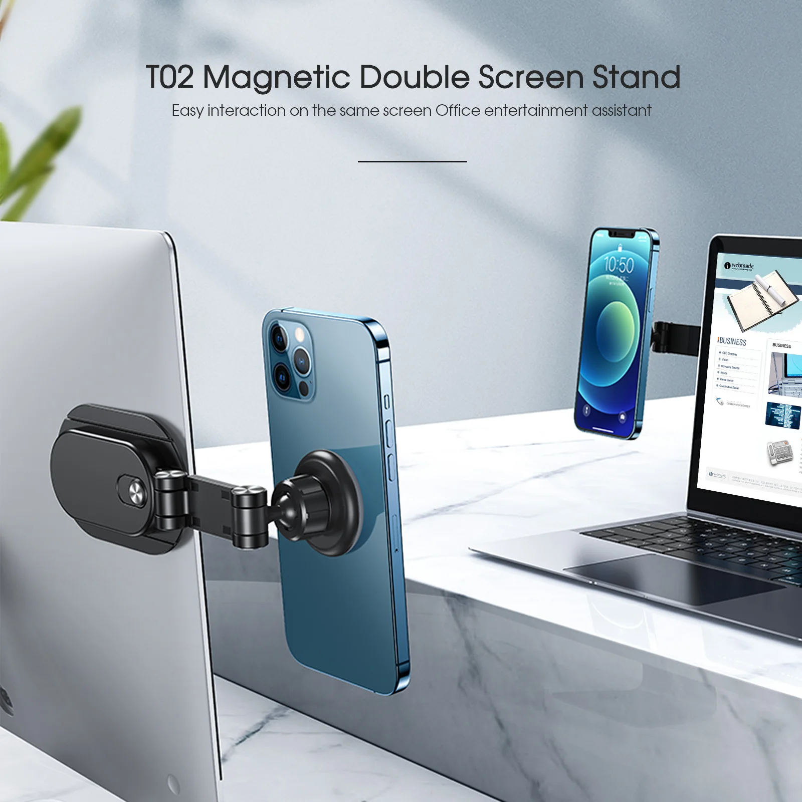 oatsbasf adjustable multi screen phone holder support laptop dual monitor display connect phone stand magnetic telescopic holder free global shipping