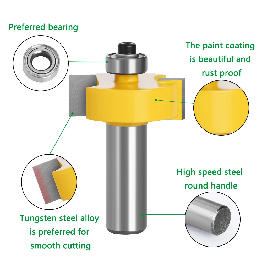 Фреза Концевая угловая 12 мм 1/2 дюйма 2 шт. с 6 регулируемыми подшипниками |