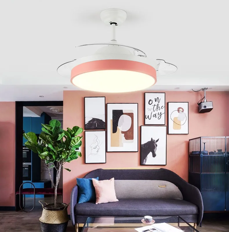 Невидимые светодиодные потолочные вентиляторы с подсветкой декоративные