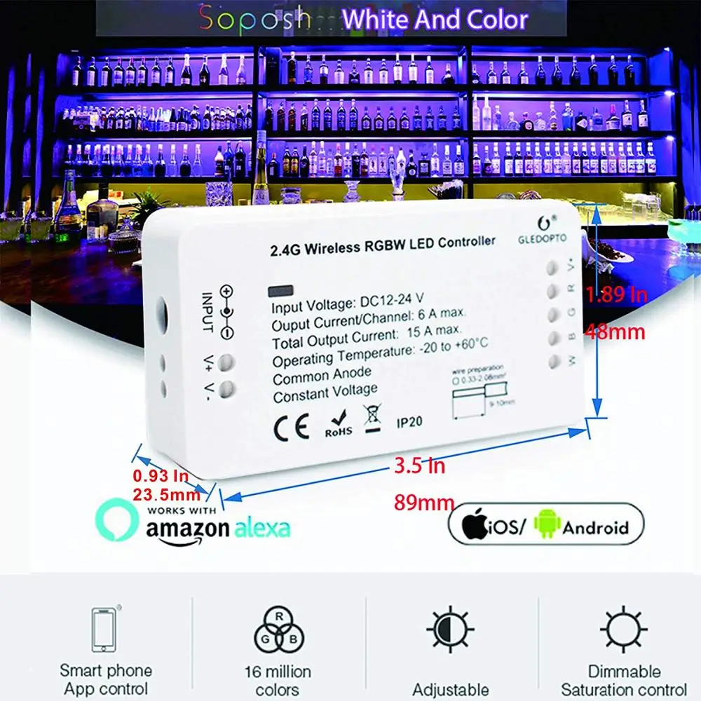 Smart Zigbee RGBCCT Strip Controller Compatible with Hue Bridge Echo Plus Alexa and Lightify Hub APP Voice JK403 | Лампы и освещение