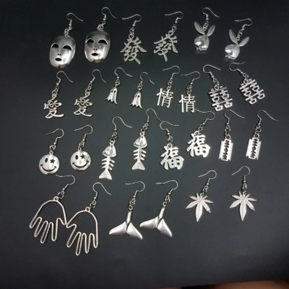 

Hip Hop Earrings For Women Drop Earrings Korean Fashion Jewelry Punk Earings for Girls Earring Grunge сережки Wholesale