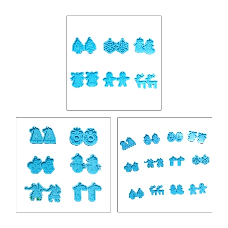 

6Pcs/12Pcs Christmas Resin Epoxy Silicone Earring Casting Molds Jewelry Making T21F