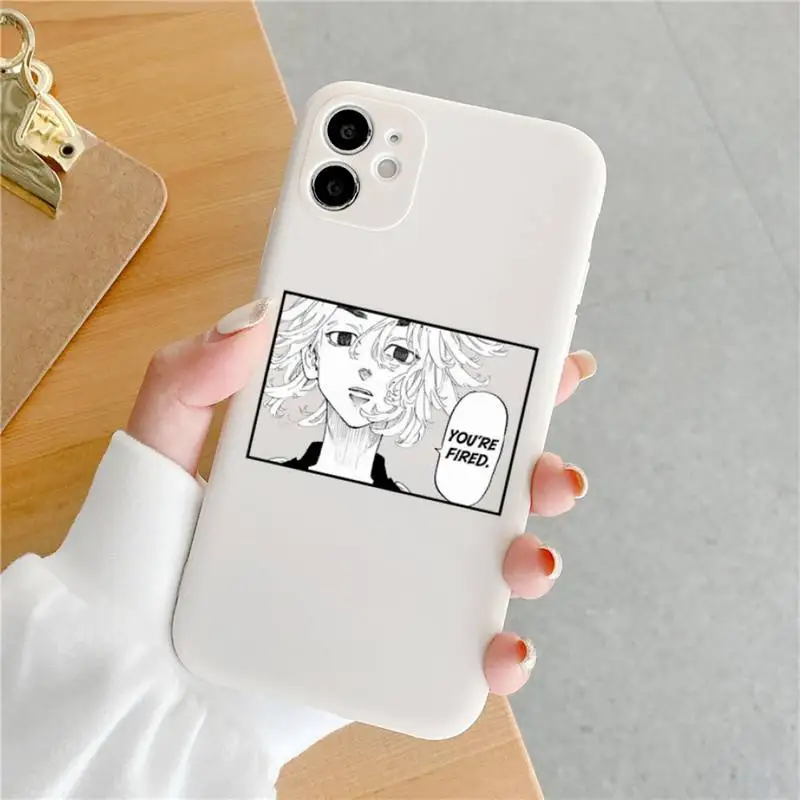 

Tokyo Revengers manjiro sano Phone Case White Candy Color for iPhone 11 12 mini pro XS MAX 8 7 6 6S Plus X SE 2020 XR