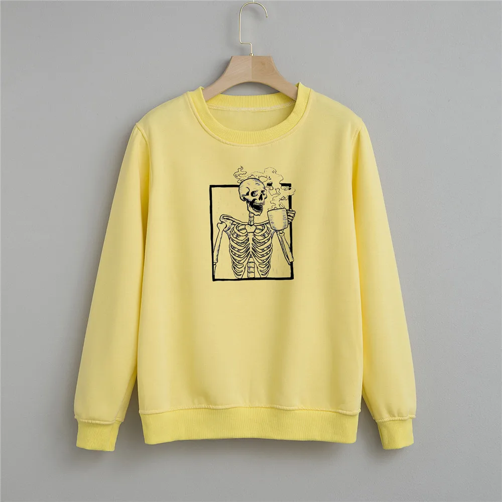 Skull Graphic Crewneck Cotton Sweatshirt Goth Clothes Women Punk Gothic Vintage Hoodie Long Sleeve Harajuku Sweetshirt for Girls