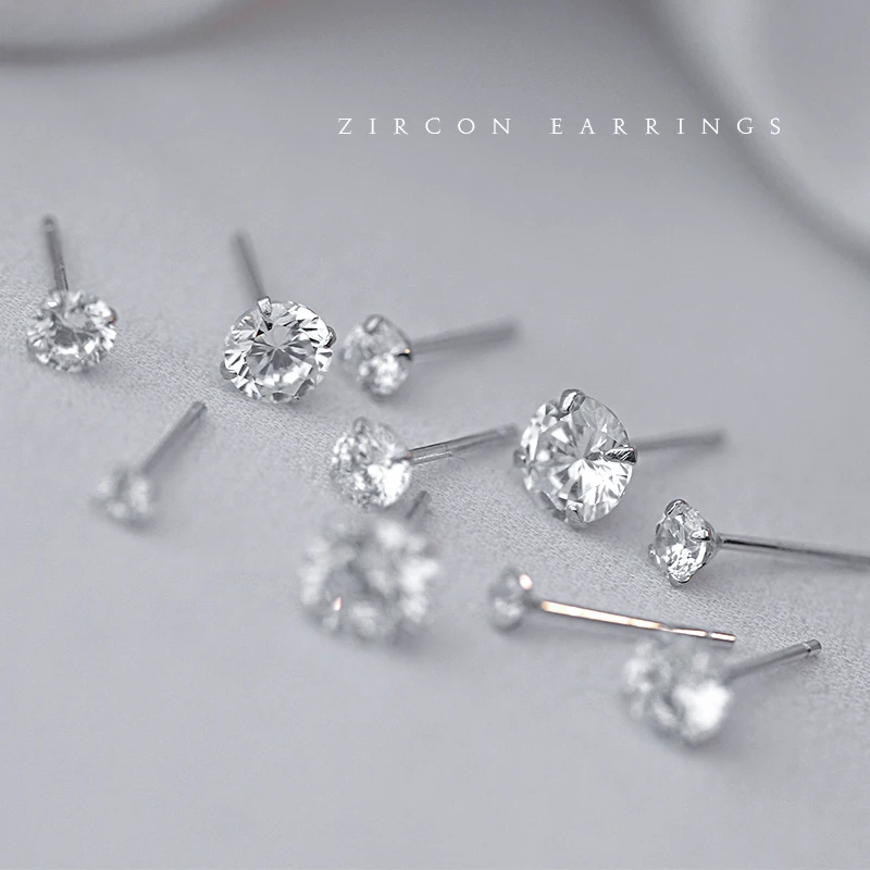 Женские и мужские серьги-гвоздики из серебра 925 пробы с фианитом | Украшения