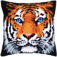 cross stitch cushion king of tiger make your own pillow diy chunky cross stitch kits pre printed canvas acrylic yarn pillow case