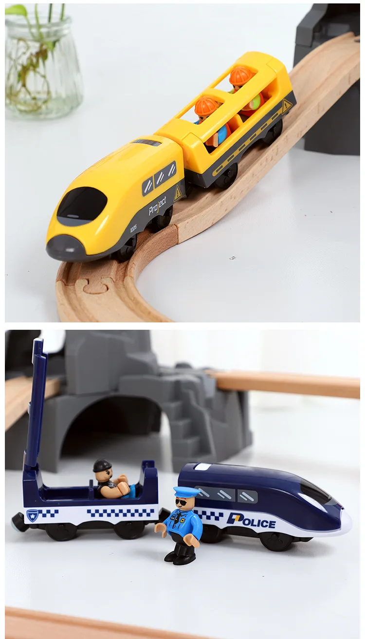 Дистанционное управление RC электрический маленький поезд игрушки набор соединен с деревянной железной дороги интересный подарок для детей