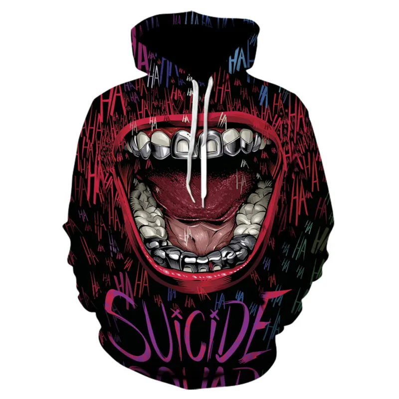 

Novelty 3D Funny Joker Hoodie Boy Joker Face Men's Hoodie Sweatshirt Hip Hop Couples Clothing