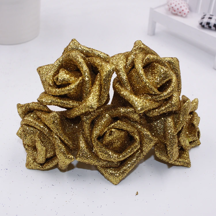 WedFavor 50 шт 6 см Искусственный Блестящий розовый цветок из ЭВА розы свадебный букет