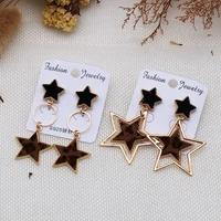 korean leopard star earrings net red five pointed star earrings temperament simple earrings female earrings