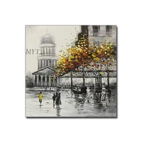 paris street scene oil painting simple abstract textured real handmade city scenery oil painting canvas wall art for living room