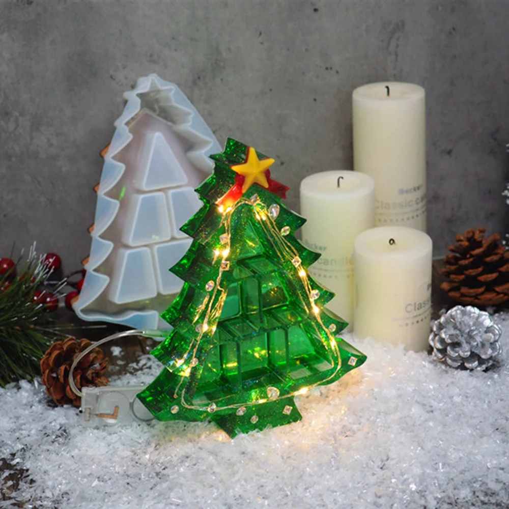 

Christmas Tree Handmade Candle Mold Candle Making PS Silicone Resin Model Transparent Reusable Tealight Scented Candles Mould