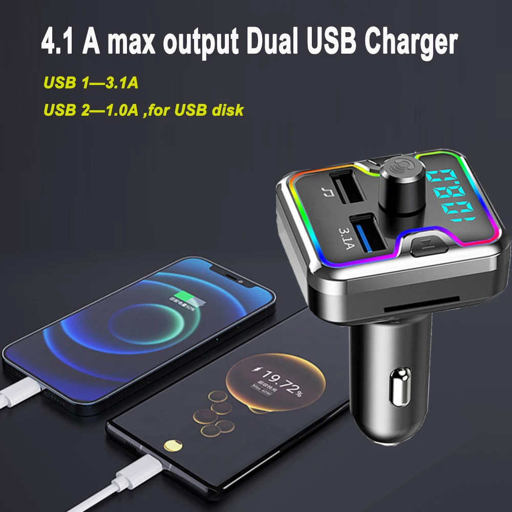 FM-трансмиттер автомобильный с поддержкой Bluetooth 5 0 и 2 USB-портами | Автомобили