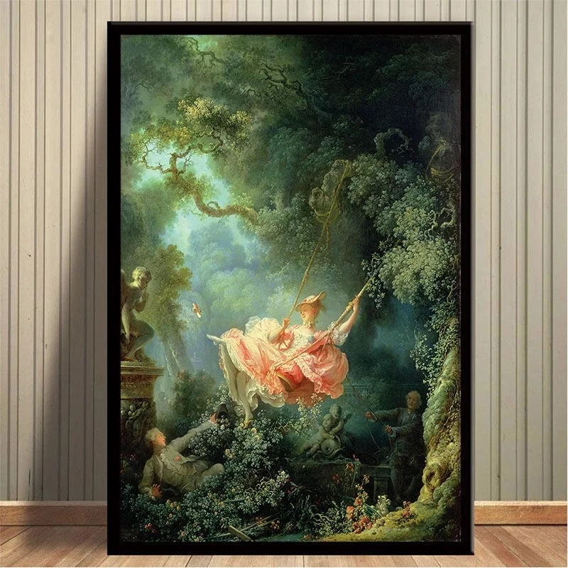 

Известный рококо The Swing By Fragonard, Картина на холсте, плакаты и принты, Настенная картина для гостиной, домашний декор