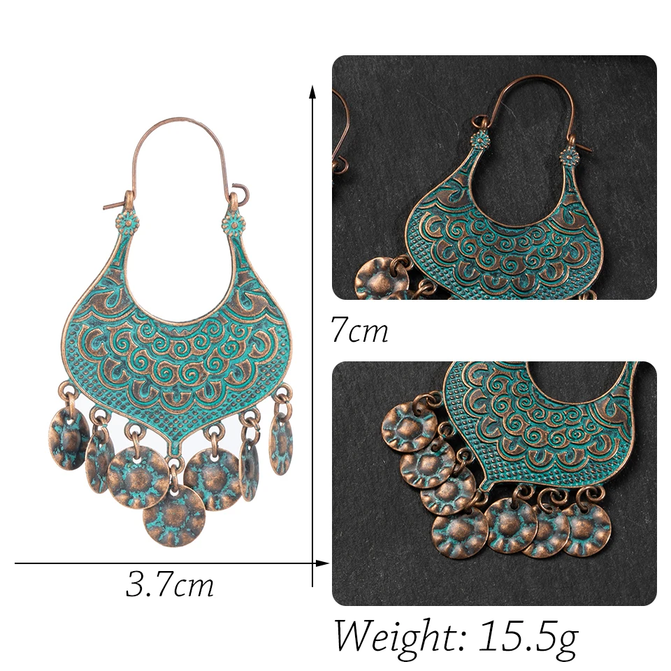 Модные женские серьги 2019 винтажные антикварные Бохо вафли кисточки Висячие для