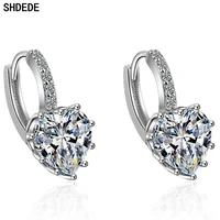 shdede 925 sterling silver hoop earrings for women heart embellished with crystals from austrian wedding party jewelry x270
