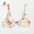CUPSHE на косточках пуш-ап O-бикини с кольцами топ только для женщин сексуальная Цветочная гофрированная пляжная одежда 2022 пляжный раздельный купальник бюстгальтер Топ