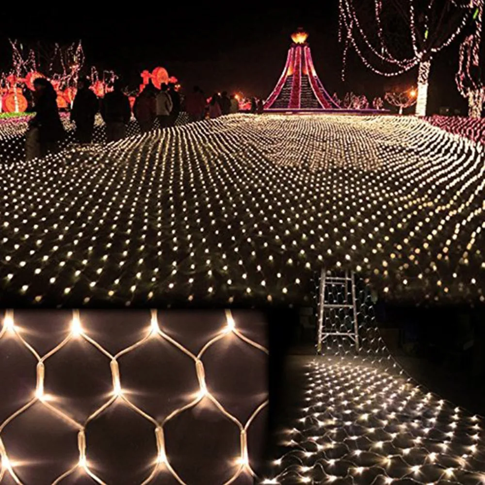 1.5mx1.5m Fairy String Lights 96 LEDs Net Mesh Christmas Wedding Party Light with 8 Function Controller | Лампы и освещение