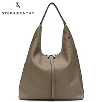 sc soft real leather hobo women large casual cowhide single shoulder string flap bag female big simple design fashion handbag