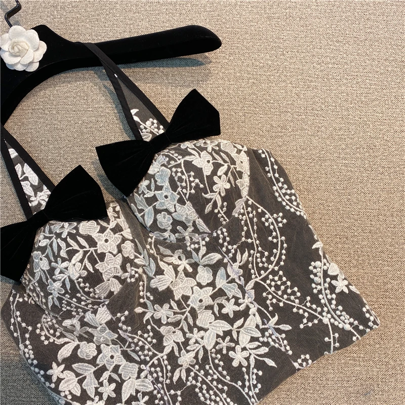 2021 Summer New Korean Style Sweet Bow Vest Sexy Backless Halter Small Shirt Ladies Sexy Camisole Tops
