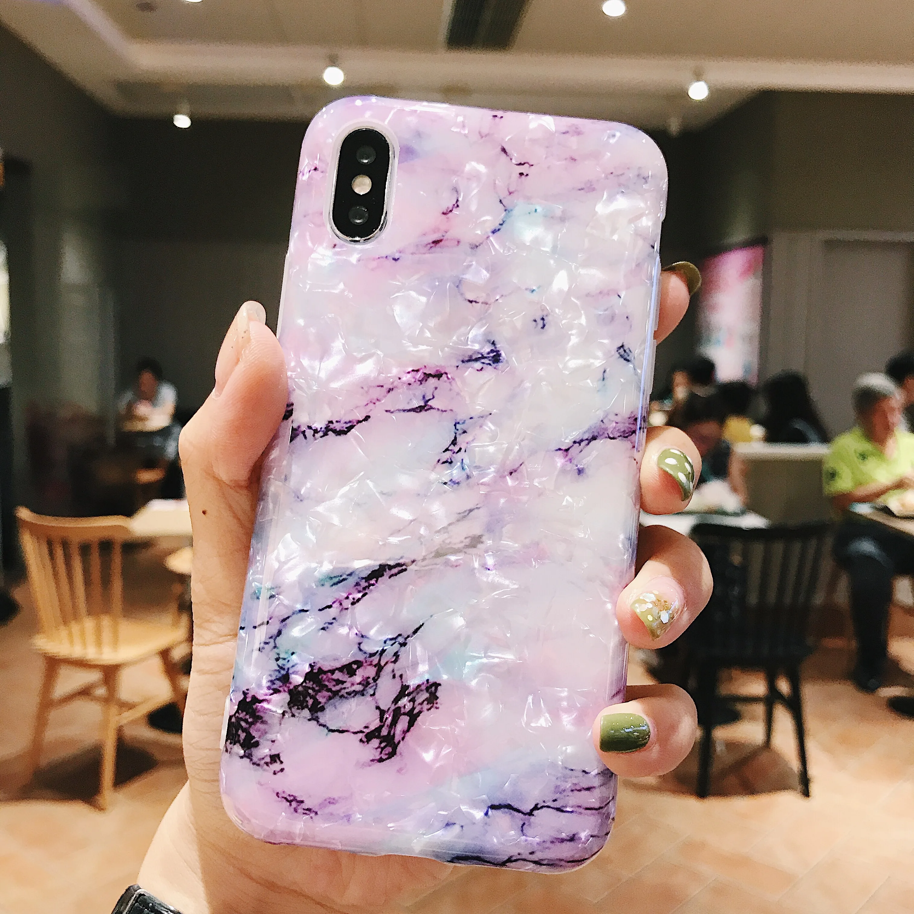 Elala блестящий Мраморный чехол градиентного цвета для iphone XR X XS Max 6 S 7 8 Plus Мягкий