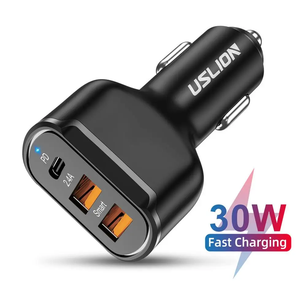 30 Вт PD USB быстрое автомобильное зарядное устройство с двумя портами портативная