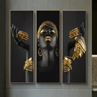 Африканская черная женщина с золотыми украшениями на руках плакаты и принты настенное искусство Современный домашний декор холст картины