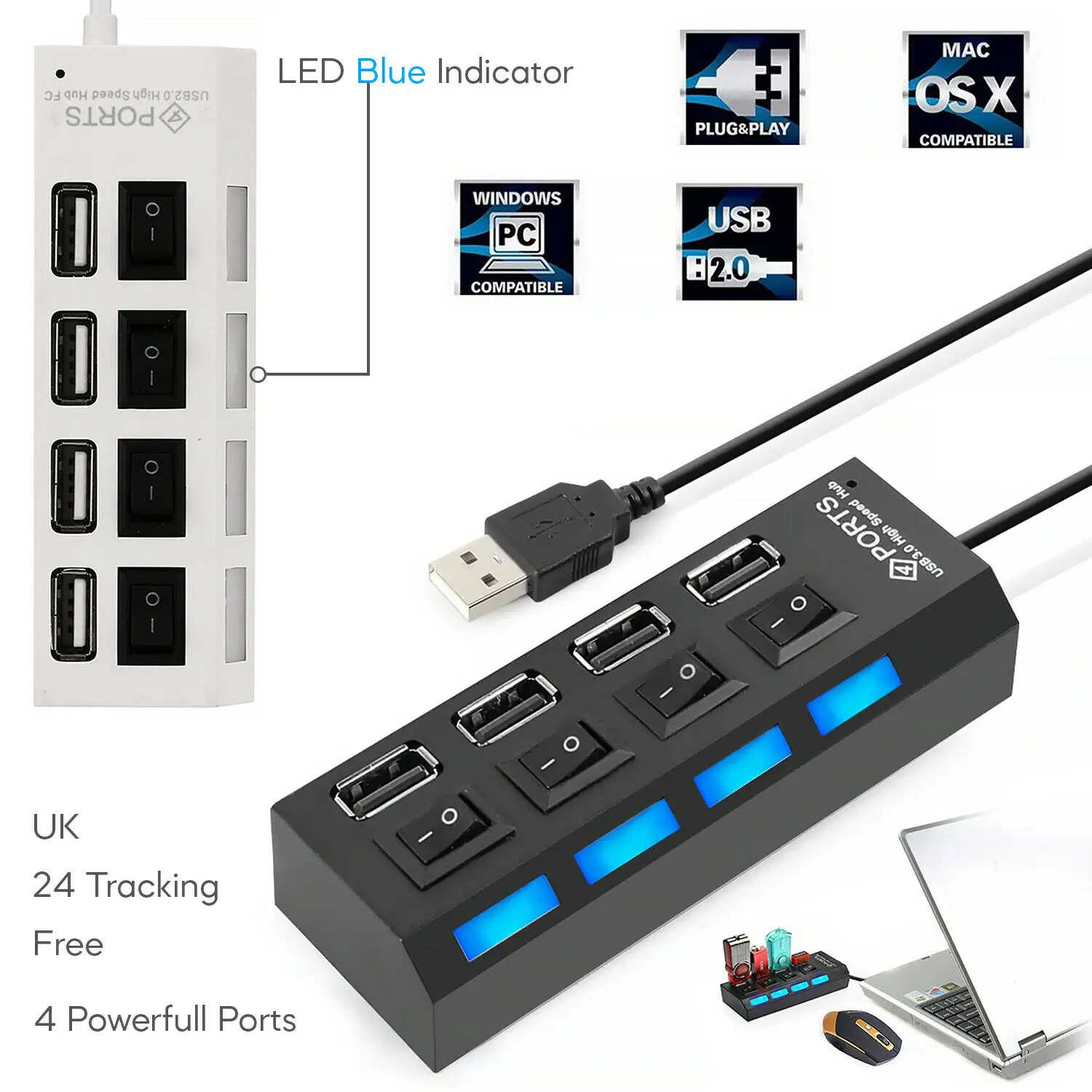 

Четырёхпортовый usb-хаб высокоскоростной (2,0) мультиразветвитель для различных устройств