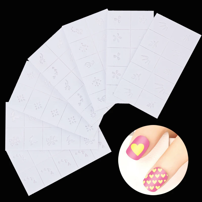 3 листа шаблоны для печати лака дизайна ногтей рисунков декорации DIY трафареты