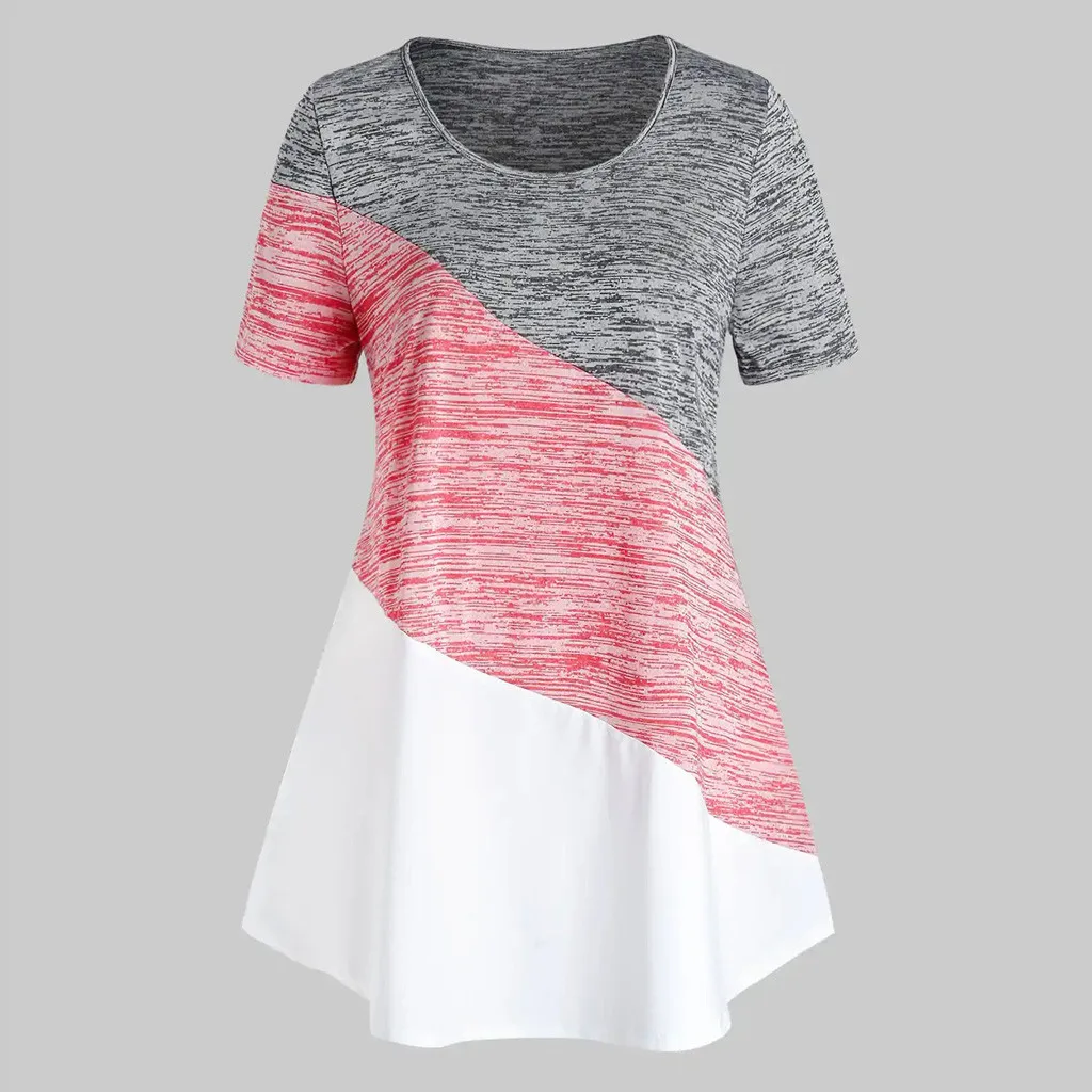 Женские топы женская летняя Модная Повседневная Блузка с круглым вырезом