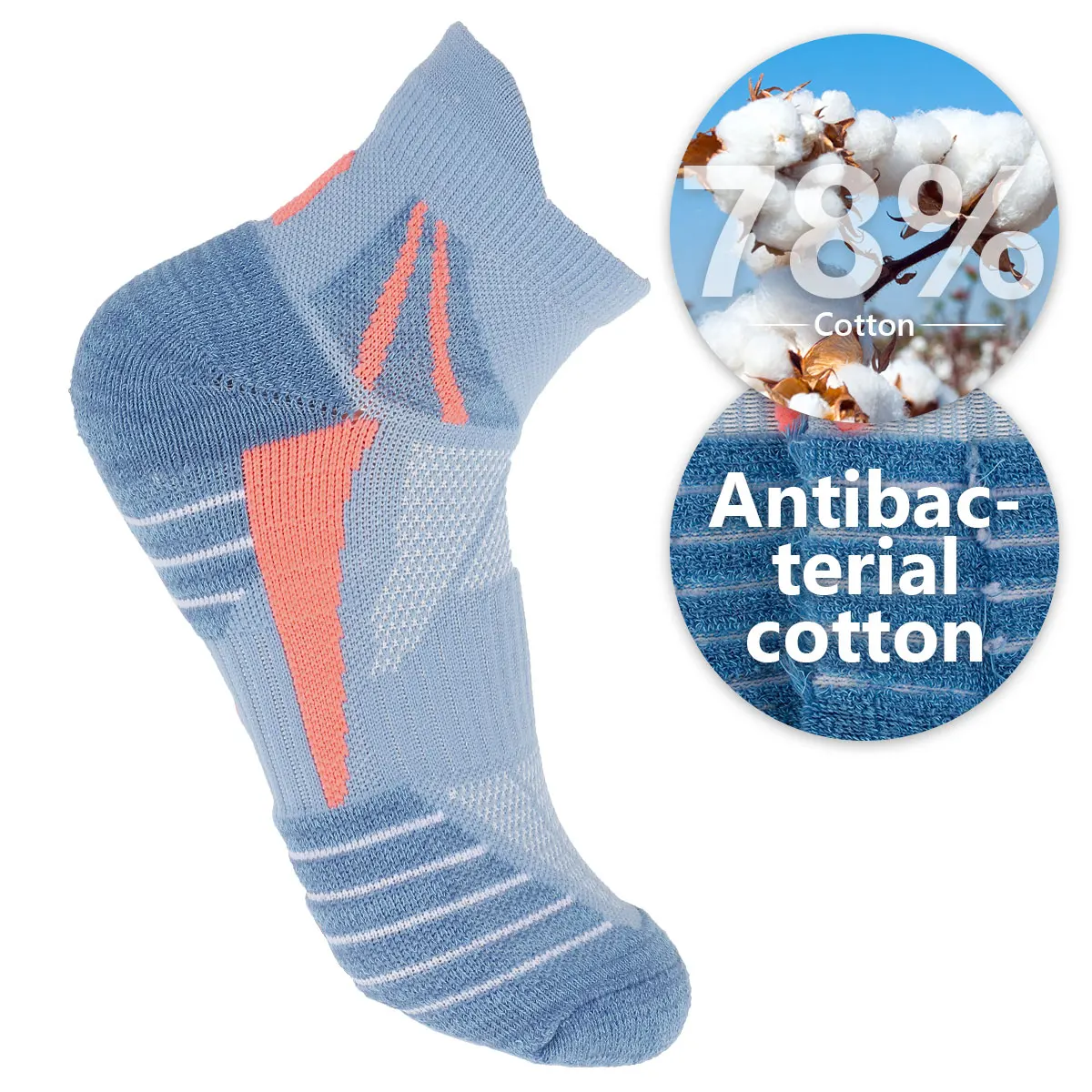 

Ankle Athletic Running Socks with Cushion Colourful Socks Anti Blister Stink Resist Heel Tab Soft Low Cut Sport Breathable Socks