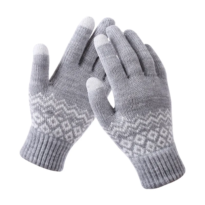 

Warm thick Winter touch screen gloves Women's Cashmere wool Knitted Gloves Solid Mittens for Mobile Phone Tablet Pad