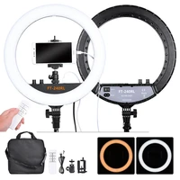 fosoto ft 240rl 14 inch photographic light 240 leds ring light 48w ring lamp with remote for camera phone video photo studio