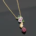 Симпатичный Хомяк, подвеска на шею в виде ягод для женщин, простое милое винтажное эмалированное медное ожерелье с животными и цветами, подарок для девушки