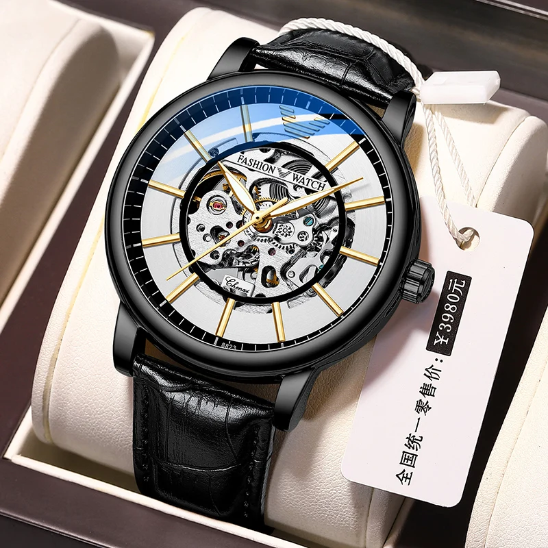 

CHENXI Original Luxury Men's Watches New 2021 Leather Strap Skeleton Automatic Mens Mechanical Watches Fashion Montre Homme