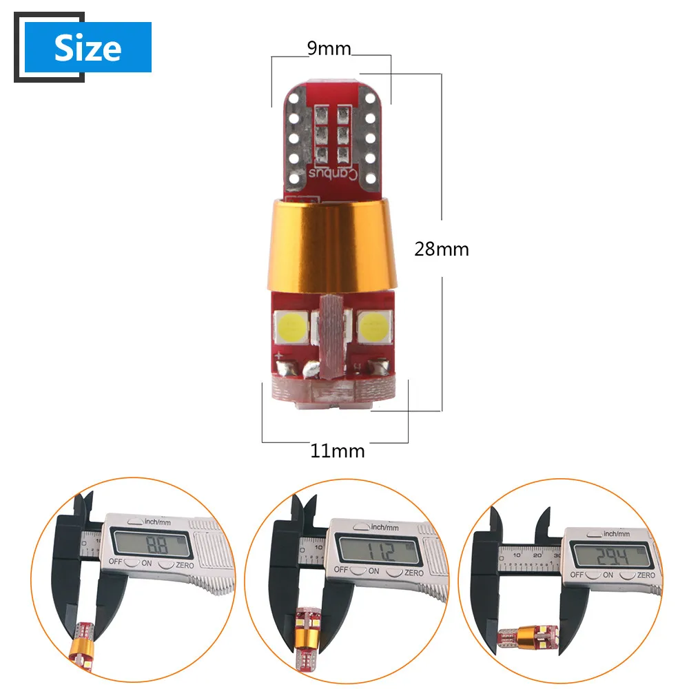10 шт 12V T10 Canbus 3030 12 светодиодов SMD светодиодные лампы 9-30 в головной светильник