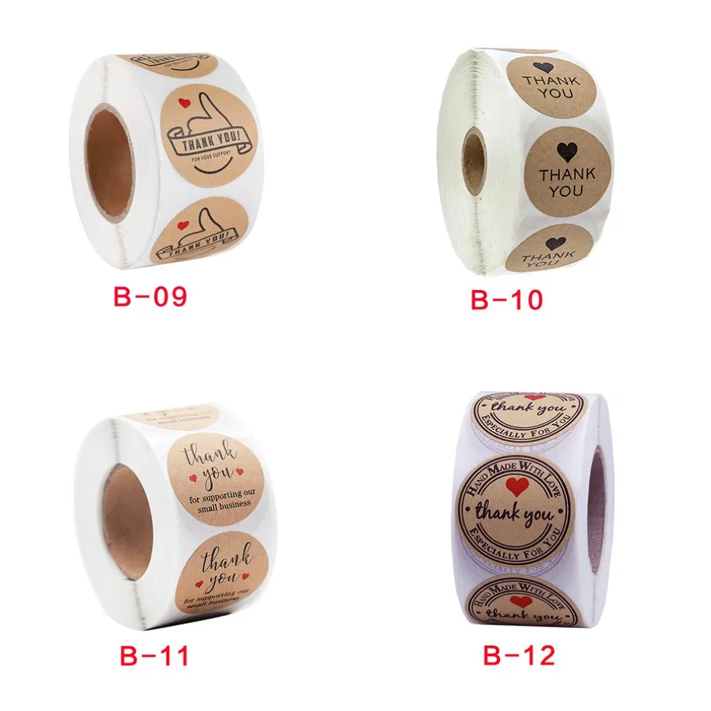 

Conveying Thanks To Customers Round Rolls Of Kraft Paper Stickers Baking Decoration Handmade Stickers