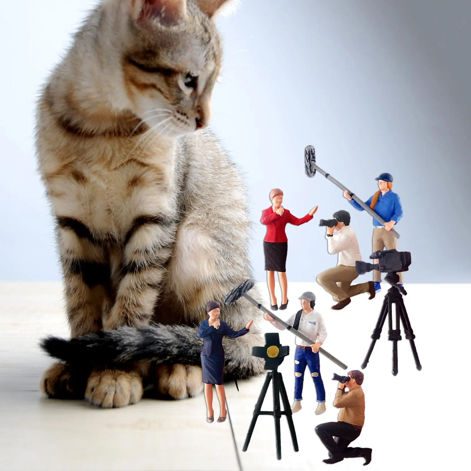 

1/64 Broadcast Figure, People Model Resin Mini Figure Live Streaming Scene for Desktop Ornament Layout Micro Landscape Dioramas