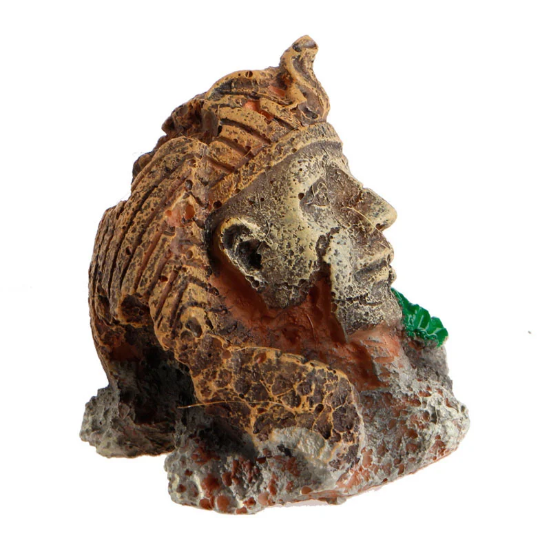 Artificial Resin Ancient Egyptian Pharaoh Sphinx Ruins Roman Style Face Pillar Statue Aquarium Decorations Fish Tank Ornament | Дом и сад