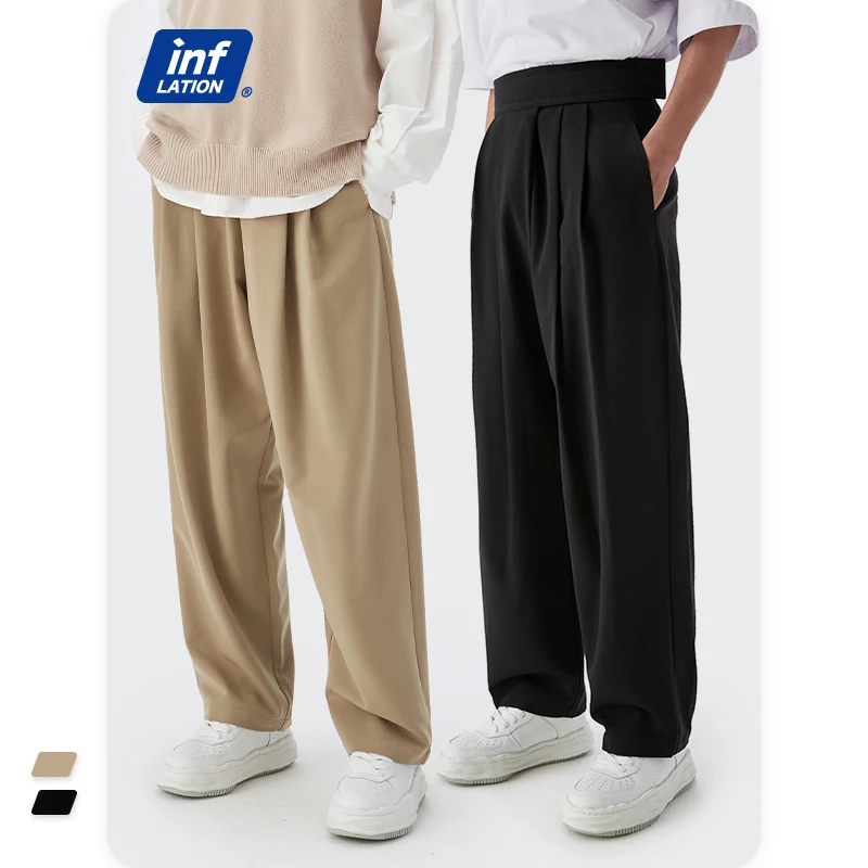 

Мужские прямые брюки INFLATION, свободного покроя, уличная одежда, японские повседневные штаны цвета хаки, осень 2021
