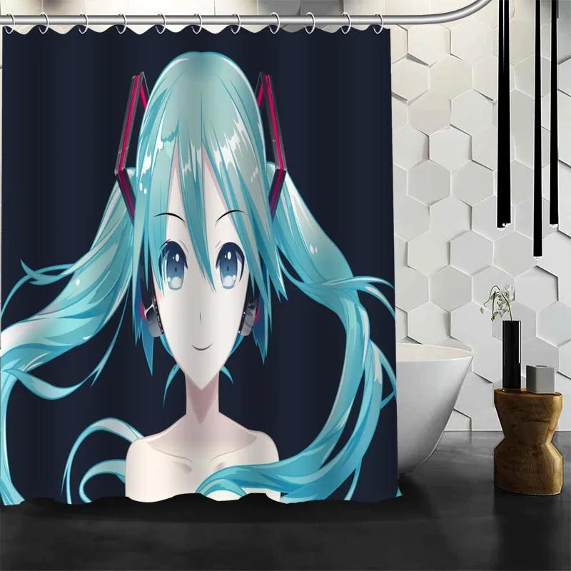 Аниме Hatsune Miku занавеска для душа полиэстер ткань принт Водонепроницаемая занавеска для ванной 12 крюк занавеска для ванной - Цвет: 3