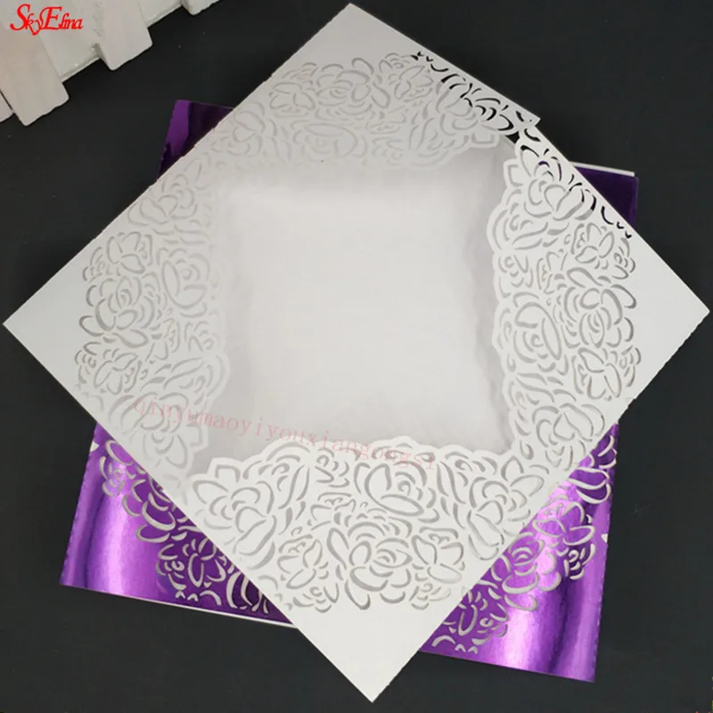 10 шт./лот квадратный полый цветок модная лазерная резка свадебная