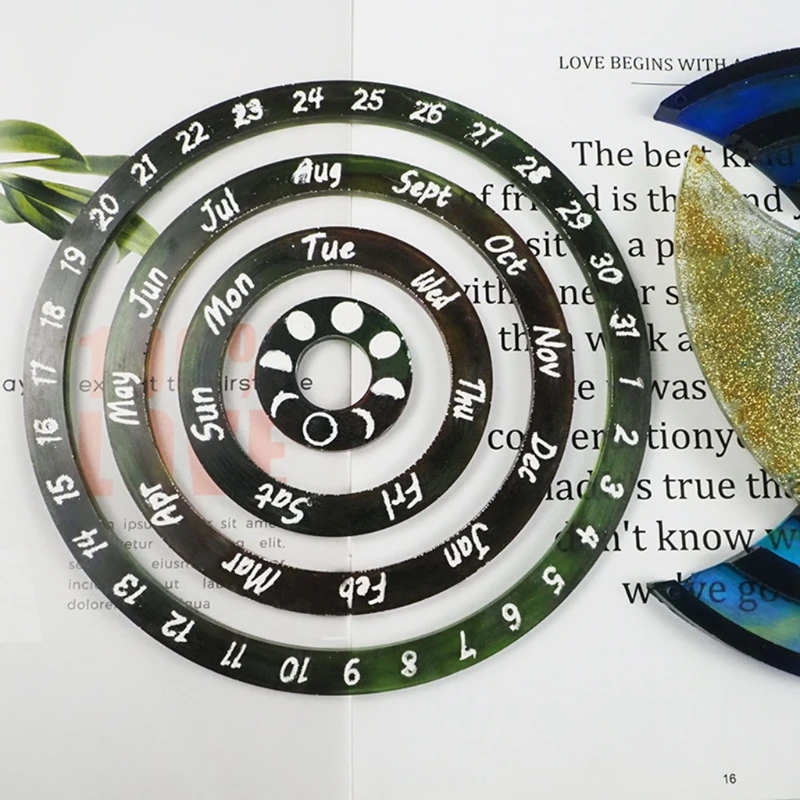 

2021 New 3Pcs DIY Perpetual Calendar Resin Mold Rotatable Circular Wall Calendar Molds
