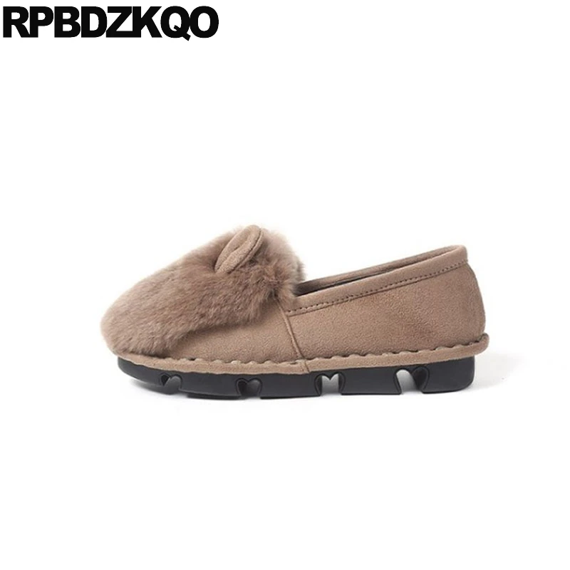

Slip On Designer Shoes Women Luxury 2021 Fur Shallow Round Toe Chinese Winter Flats Comfortable China Large Size Suede Ladies