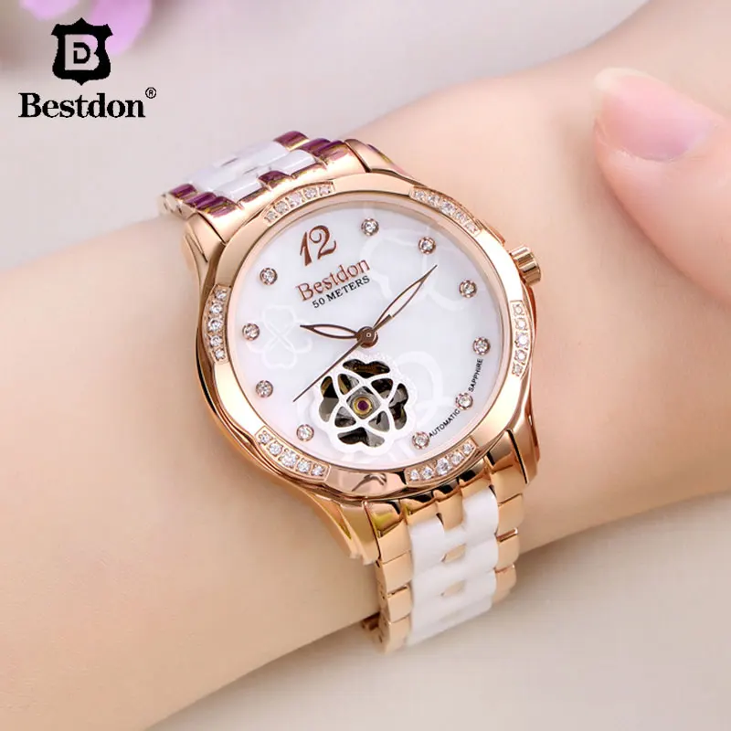 Женские часы с бриллиантами Bestdon женские от лучшего бренда керамические